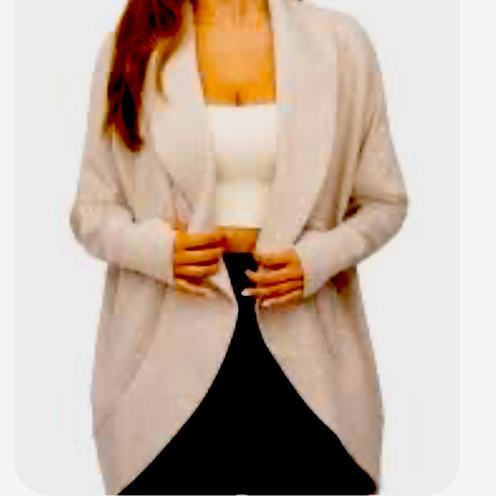 Ocean Drive Tan Cardigan Sweater with Shawl Collar and Relaxed Fit Womens Size M